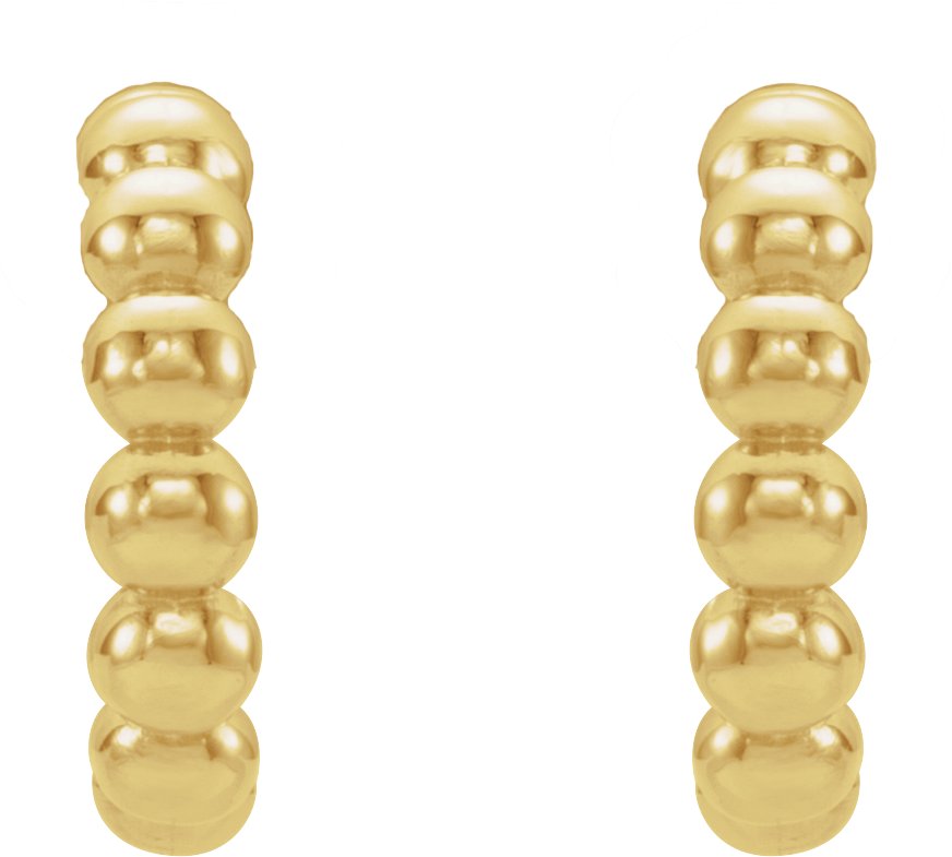 14K Yellow Gold Beaded 12mm Hoop Earrings