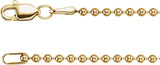14K Yellow Gold 1.8mm Hollow Bead 24" Chain