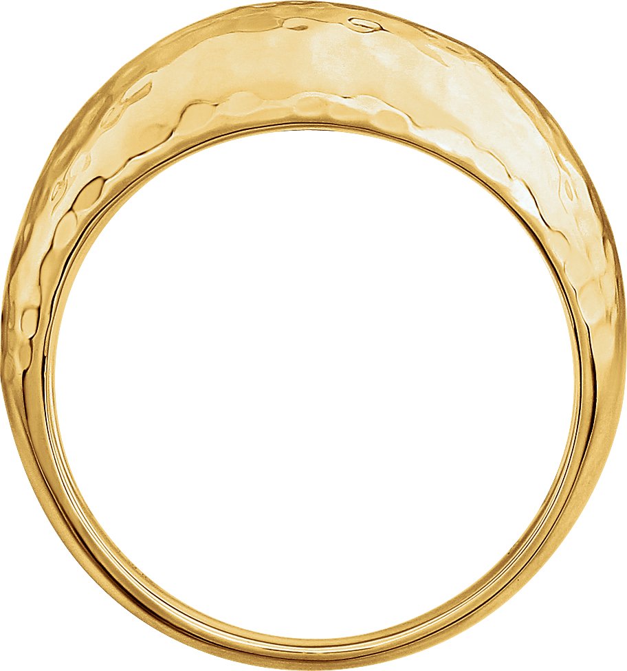 14K Yellow Gold 12mm Hammered Dome Ring