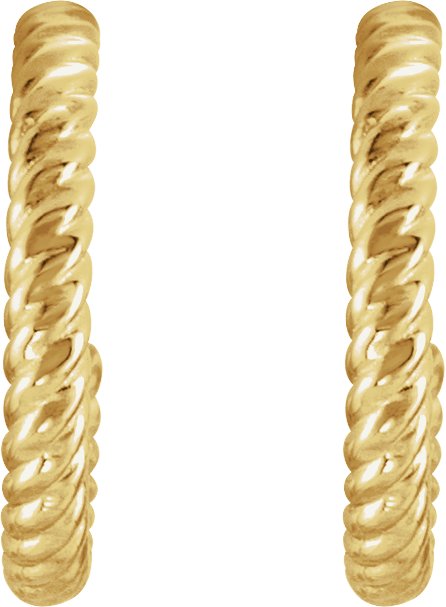 14K Yellow Gold Rope 12 mm Hoop Earrings