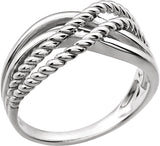 14K White Gold Rope Criss-Cross Ring