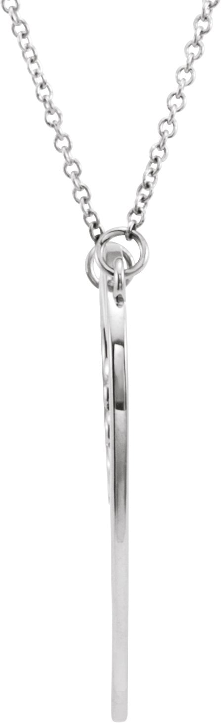 14K White Gold "Mom" Heart 17" Necklace