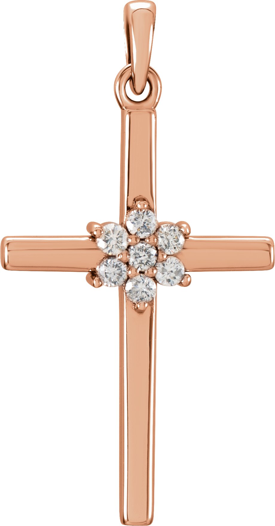 14K Rose Gold 1/10 CTW Natural Diamond Cross Pendant