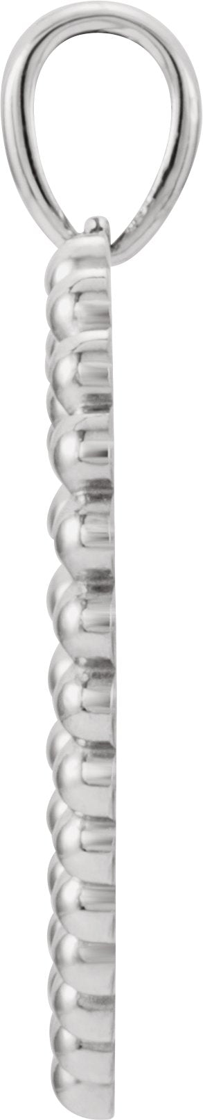 14K White Gold Beaded Heart Pendant