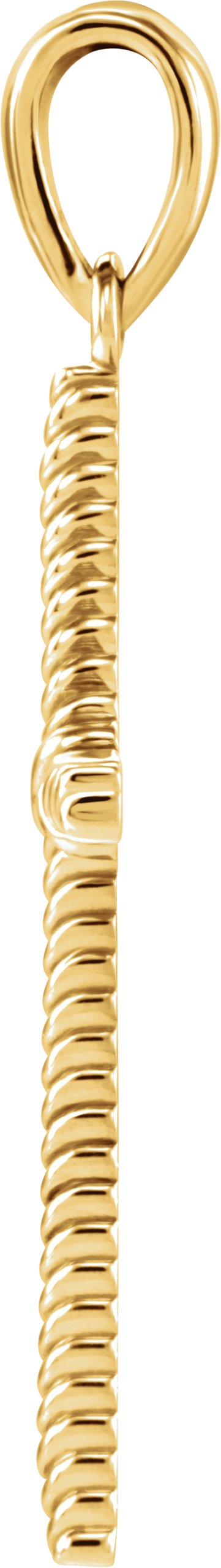 14K Yellow Gold 25.4x16.2 mm Rope Cross Pendant