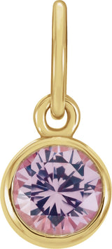 14K Yellow Gold Posh Mommy® Imitation Pink Tourmaline Charm/Pendant
