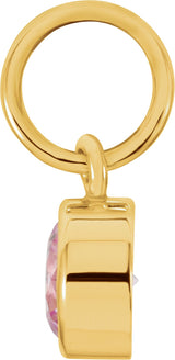 14K Yellow Gold Posh Mommy® Imitation Pink Tourmaline Charm/Pendant