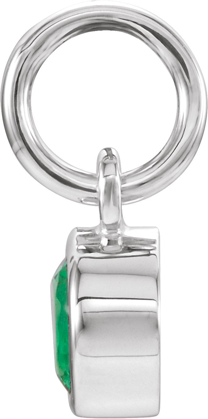 Sterling Silver Posh Mommy® Imitation Emerald Charm/Pendant