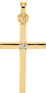 14K Yellow Gold Natural Aquamarine Cross Pendant