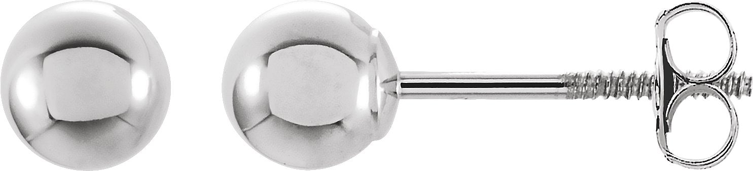 14K White Gold 4mm Ball Stud Earrings