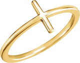 14K Yellow Gold Sideways Cross Ring
