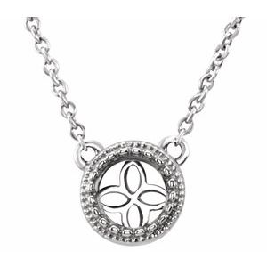 14K White 5 mm Round Mounting with 18" Necklace