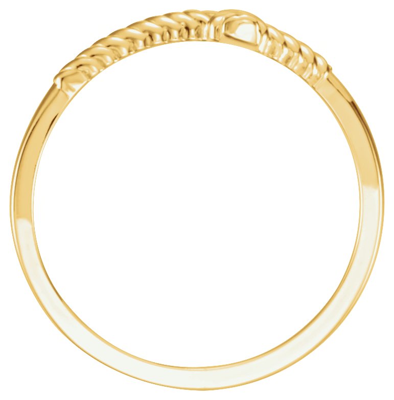 14K Yellow Gold Rope Sideways Cross Ring