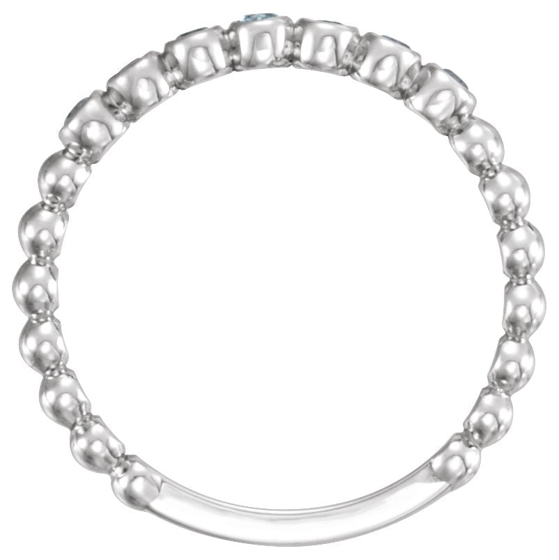 14K White Gold Natural Aquamarine Stackable Ring