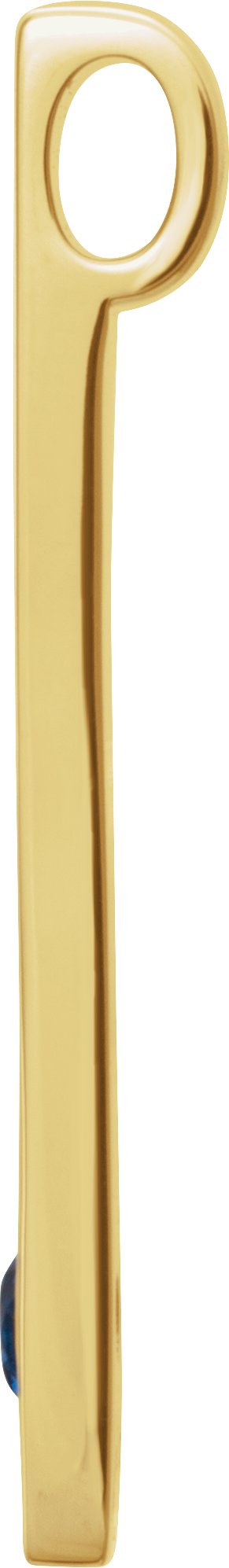 14K Yellow Gold Natural Blue Sapphire Family Engravable Bar Pendant