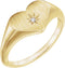 14K Yellow Gold .01 CT Natural Diamond 11.9mm Heart Starburst Ring