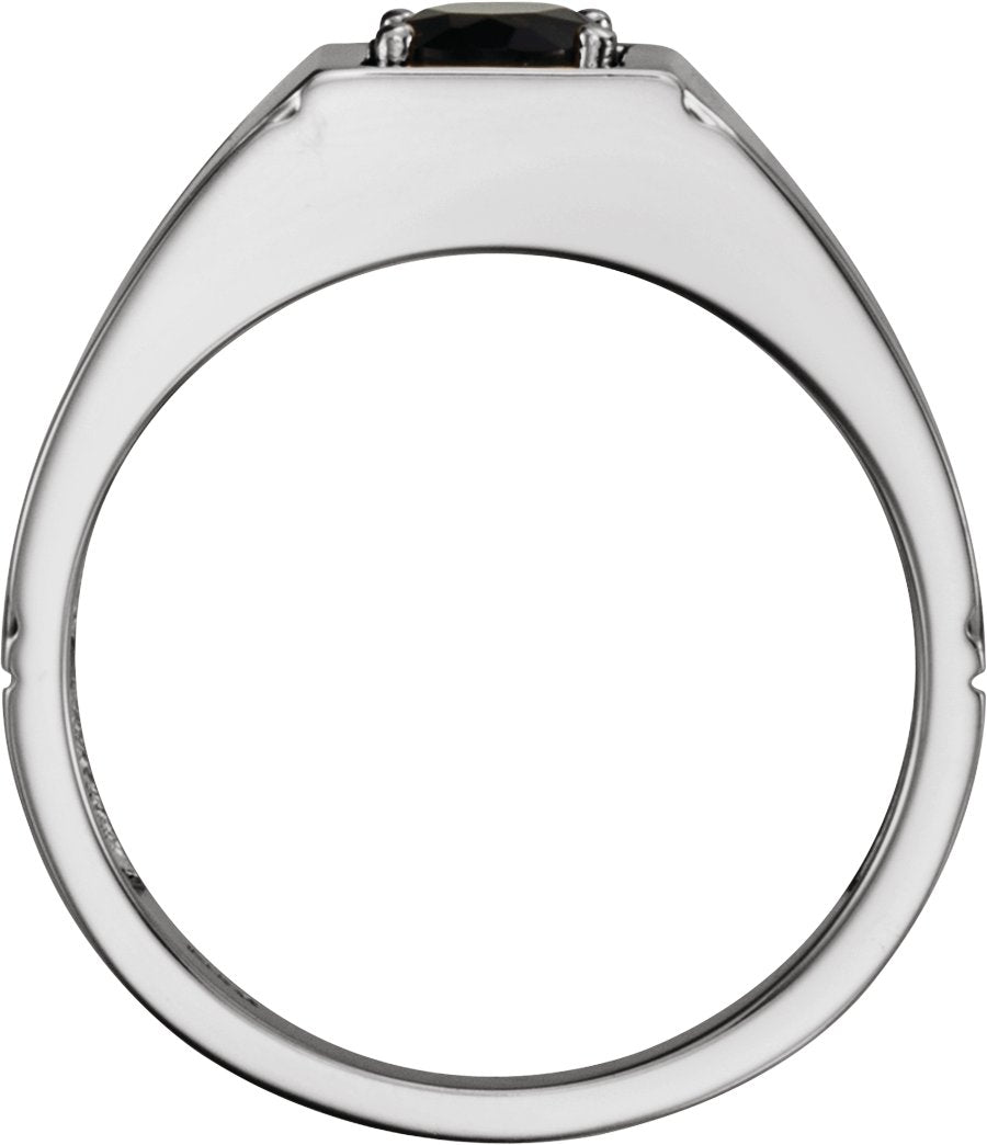 14K White Gold Natural Black Onyx Ring