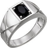 14K White Gold Natural Black Onyx Ring