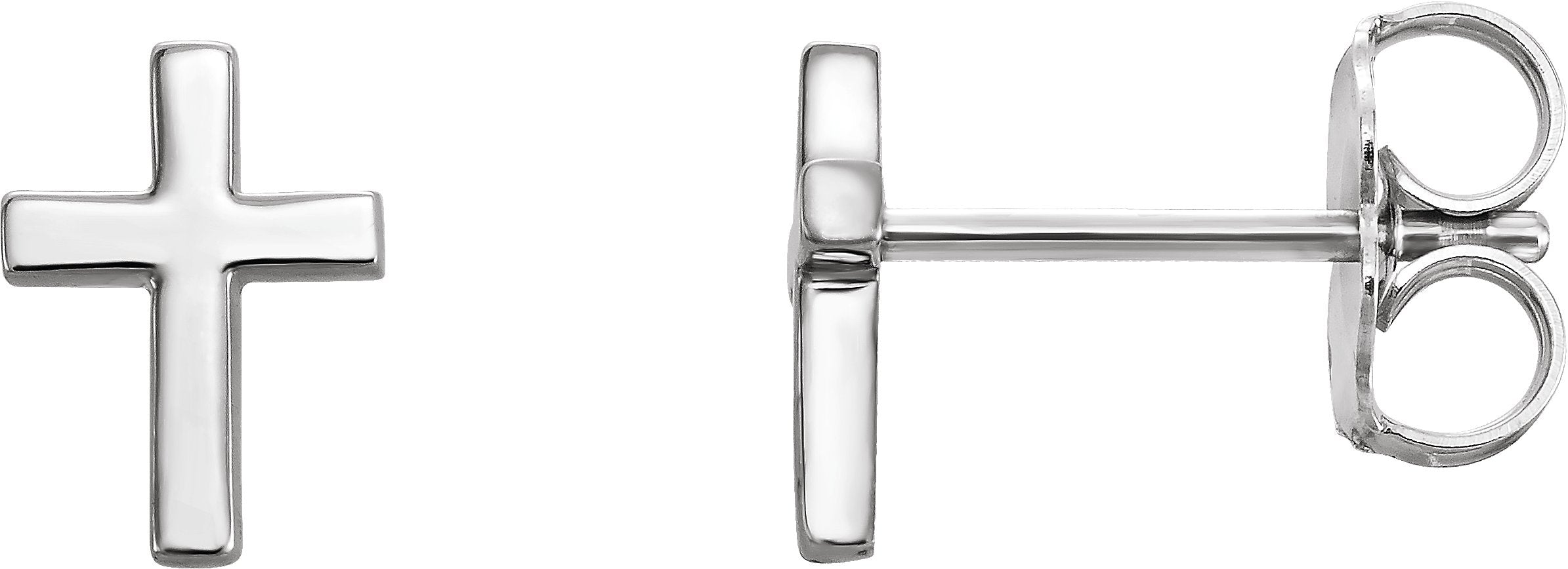 14K White Gold 7.5mm Cross Earrings