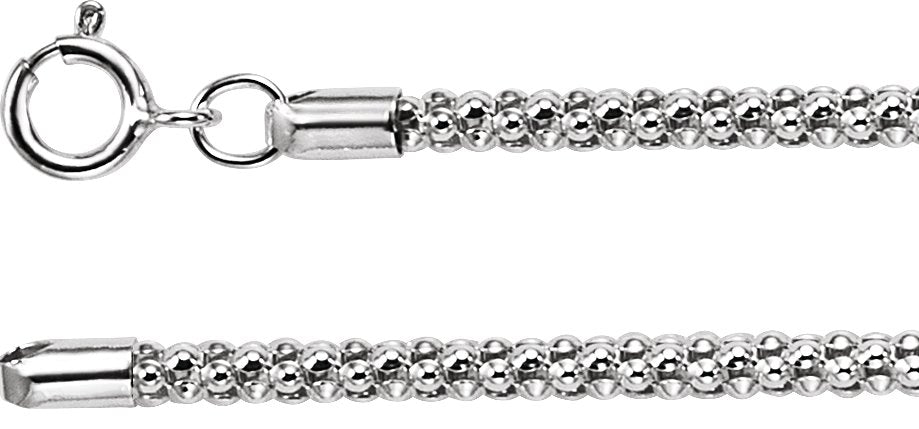 Sterling Silver 2.75mm Popcorn 18" Chain