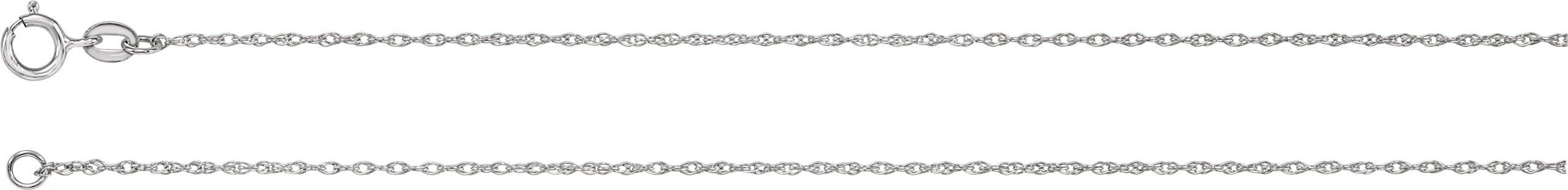 14K White Gold 1mm Rope 20" Chain