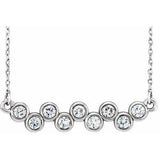 14K White 1/2 CTW Natural Diamond Bezel Set Bar 16-18" Necklace