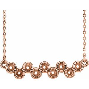 14K Rose Bezel Set Bar 16-18" Necklace Mounting