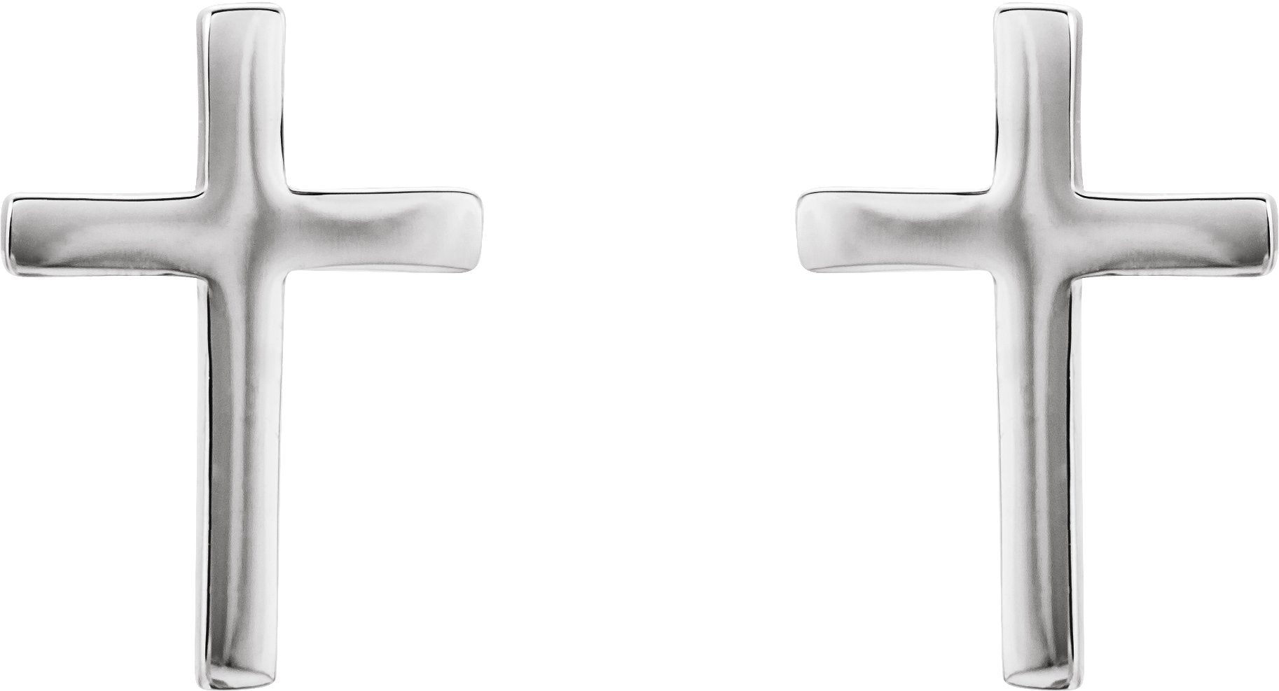 14K White Gold 10mm Cross Earrings