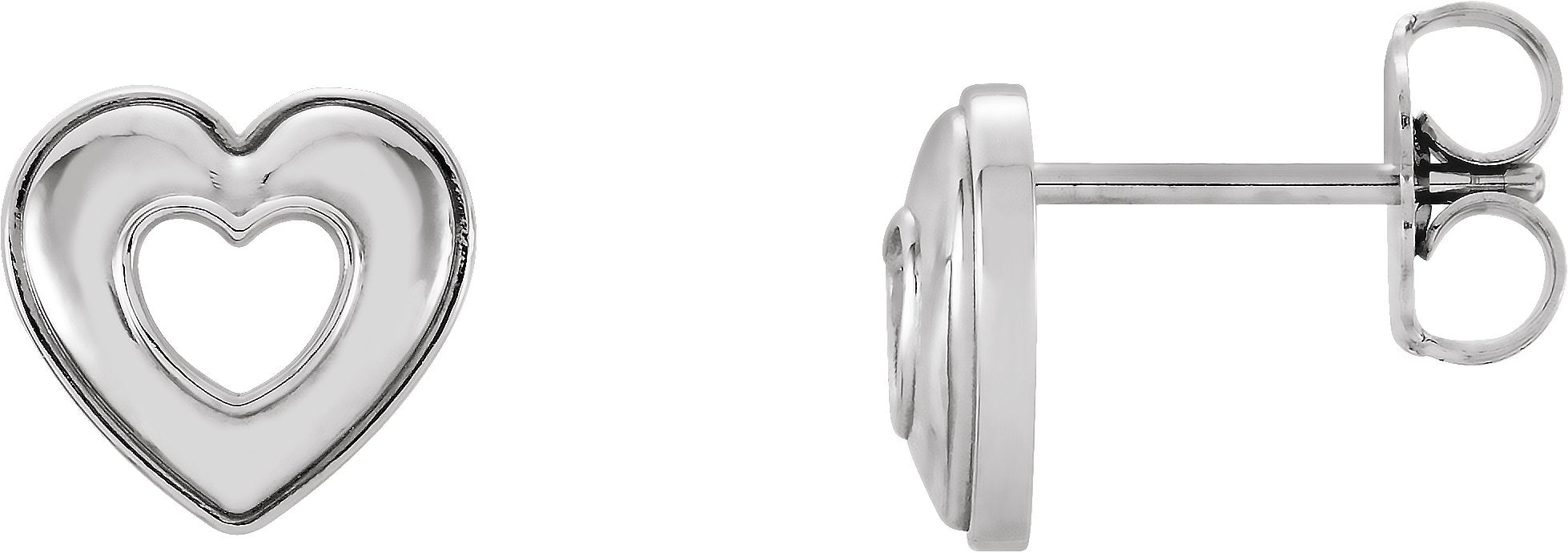 14K White Gold Heart Earrings