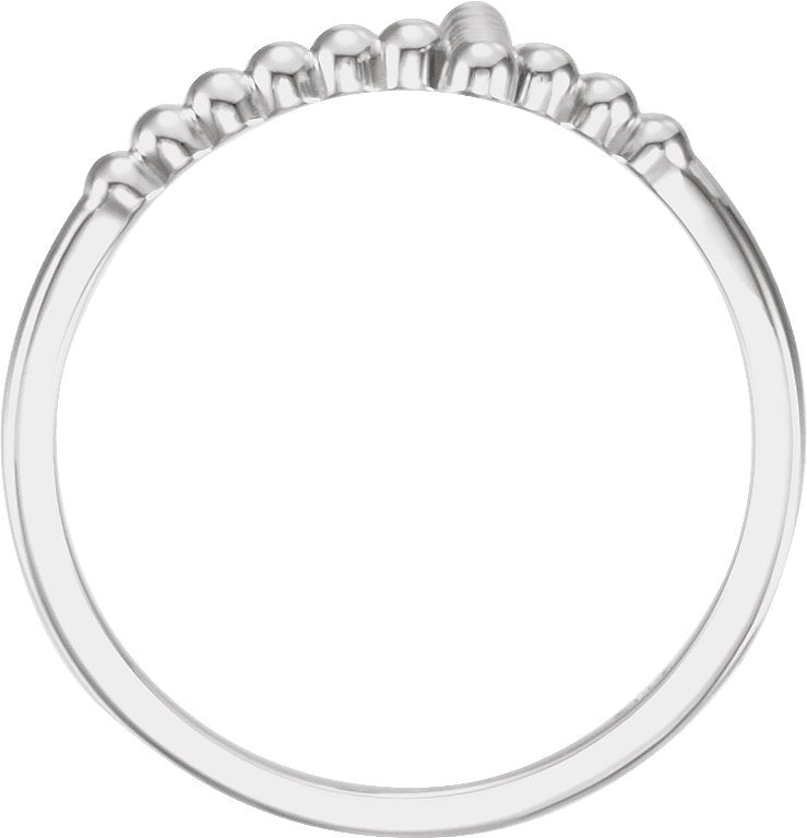 Continuum Sterling Silver Beaded Sideways Cross Ring