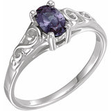 14K White June Youth Imitation Birthstone Ring