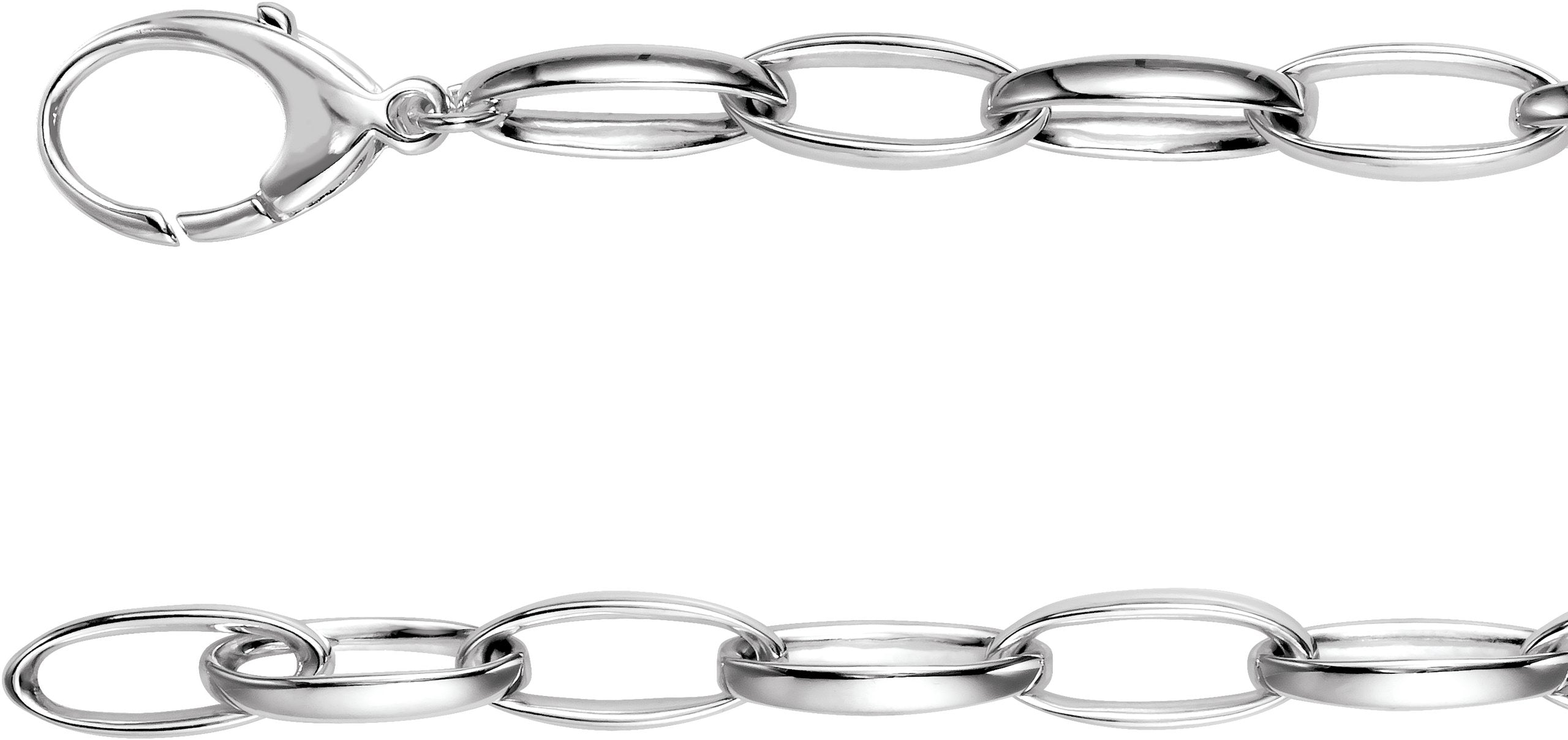 Sterling Silver 7.25mm Oval Cable 8" Chain