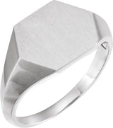 Sterling Silver 14mm Hexagon Signet Ring