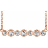 14K Rose 1/5 CTW Natural Diamond Bezel Set Bar 16-18" Necklace