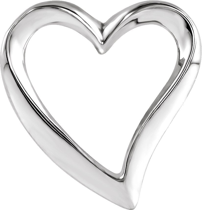 10K White Gold Heart Slide Pendant
