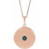 14K Rose Lab-Grown Alexandrite Disc 16-18" Necklace