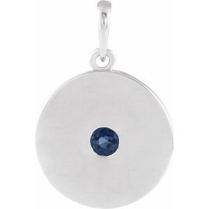 Platinum Natural Blue Sapphire Disc Pendant