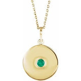 14K Yellow Natural Emerald Disc 16-18" Necklace