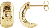 14K Yellow Gold Hammered Hollow J-Hoop Earrings