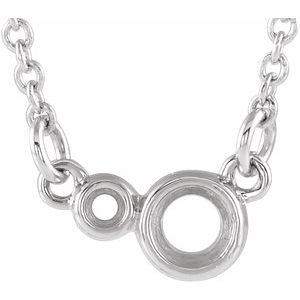 14K White 3 mm Round Accented Bezel Set 18" Necklace Mounting