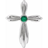 Sterling Silver Natural Emerald Cross Pendant