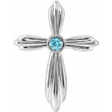 Sterling Silver Natural Blue Zircon Cross Pendant