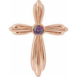 14K Rose Lab-Grown Alexandrite Cross Pendant