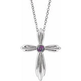 Platinum Natural Alexandrite Cross 16-18" Necklace