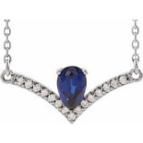 14K White Natural Blue Sapphire & .06 CTW Natural Diamond 16" Necklace