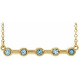 14K Yellow Natural Aquamarine Bezel Set Bar 18" Necklace