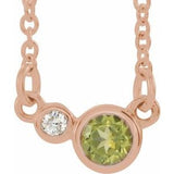 14K Rose Natural Peridot & .02 CTW Natural Diamond 16" Necklace