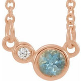 14K Rose Natural Aquamarine & .02 CTW Natural Diamond 16" Necklace