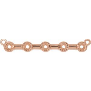 14K Rose 2 mm Round Bezel Set Bar Necklace Center