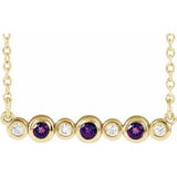 14K Yellow Natural Amethyst & .08 CTW Natural Diamond Bezel Set 16-18" Necklace